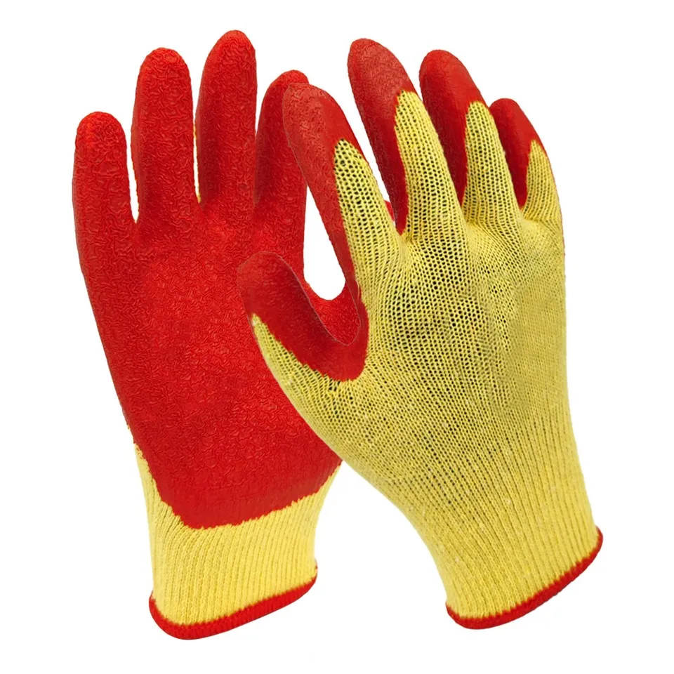 Red Wrinkled Latex Coated Gloves